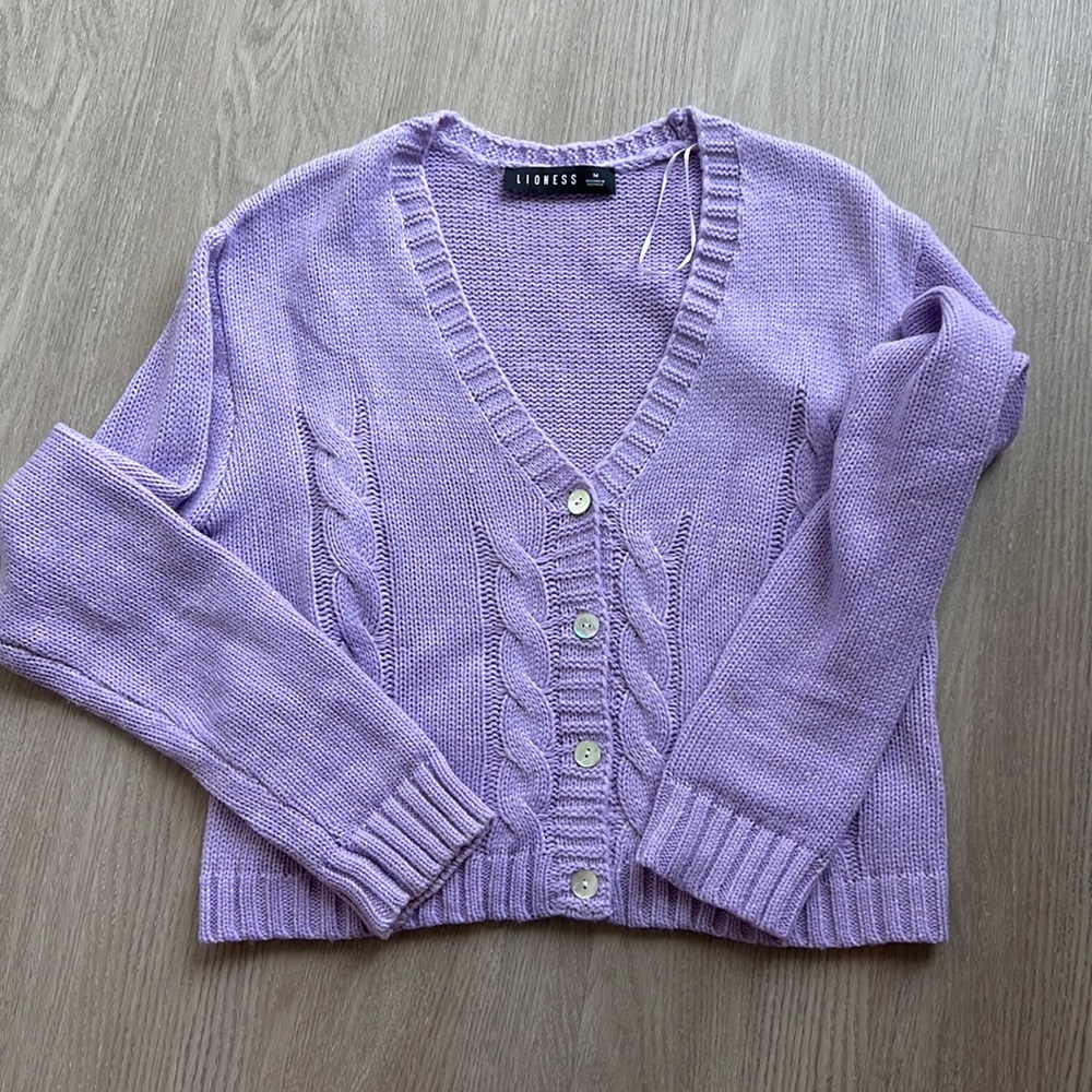 Lioness Australia lavender button up sweater
